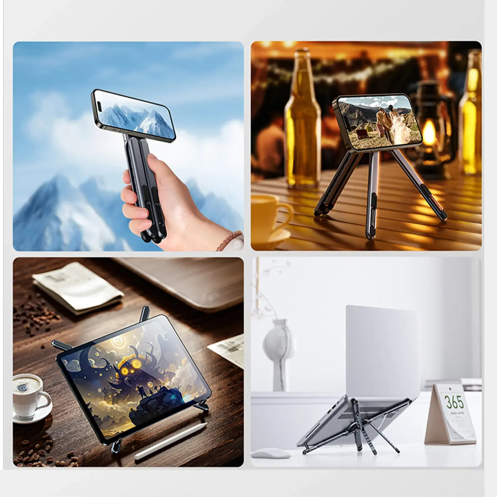 🖥️ Skladací hliníkový magnetický stojan na notebook, nastaviteľná výška, vetrané chladenie, univerzálny pre laptop, tablet a telefón