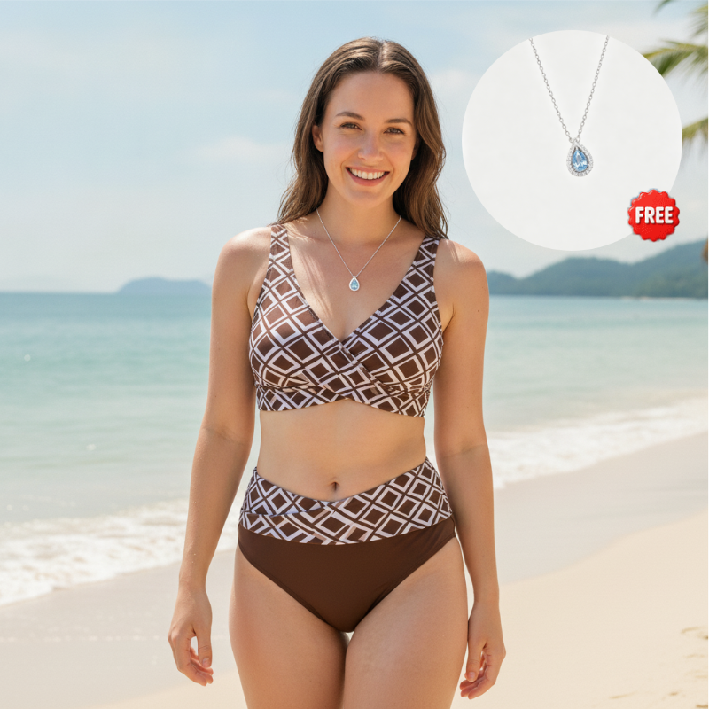 👙🌊Dámský dvoudílný bikini set s vysokým pasem
