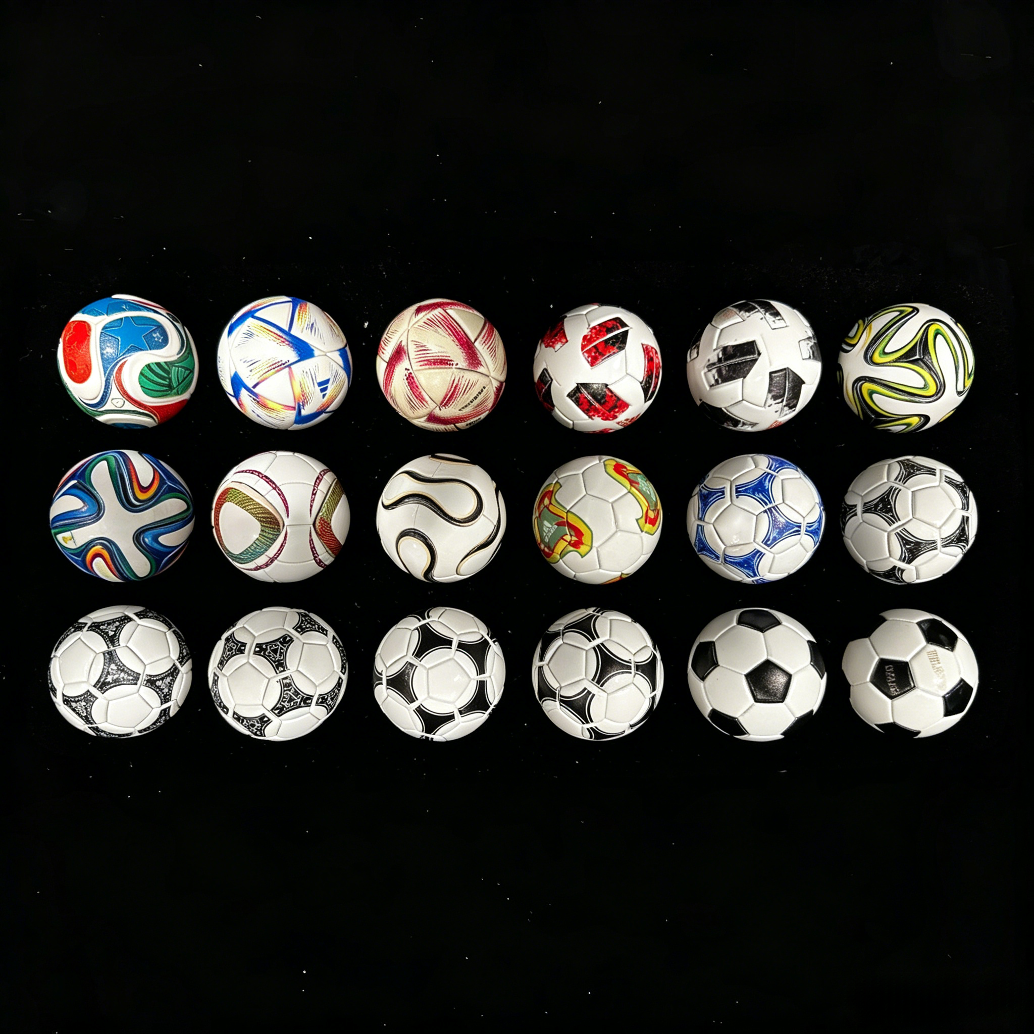 🏆⚽Kolekce ručně vyráběných mini fotbalových míčů (1970–2026) – 🎉Výprodej k mistrovství světa 2026