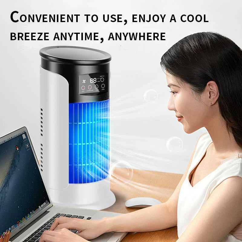 🌬️💨 Osobní 3 v 1 vzduchový chladič – Ventilátor výparný chladič a zvlhčovač vzduchu 🌿❄️ Tichý motor 6 stupňů časovač až 6 h USB přenosný – ideální do ložnice i kanceláře