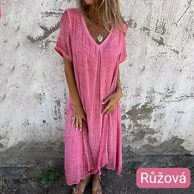 🎁Vysoce kvalitní, pohodlné letní šaty ze 100% lnu🎁