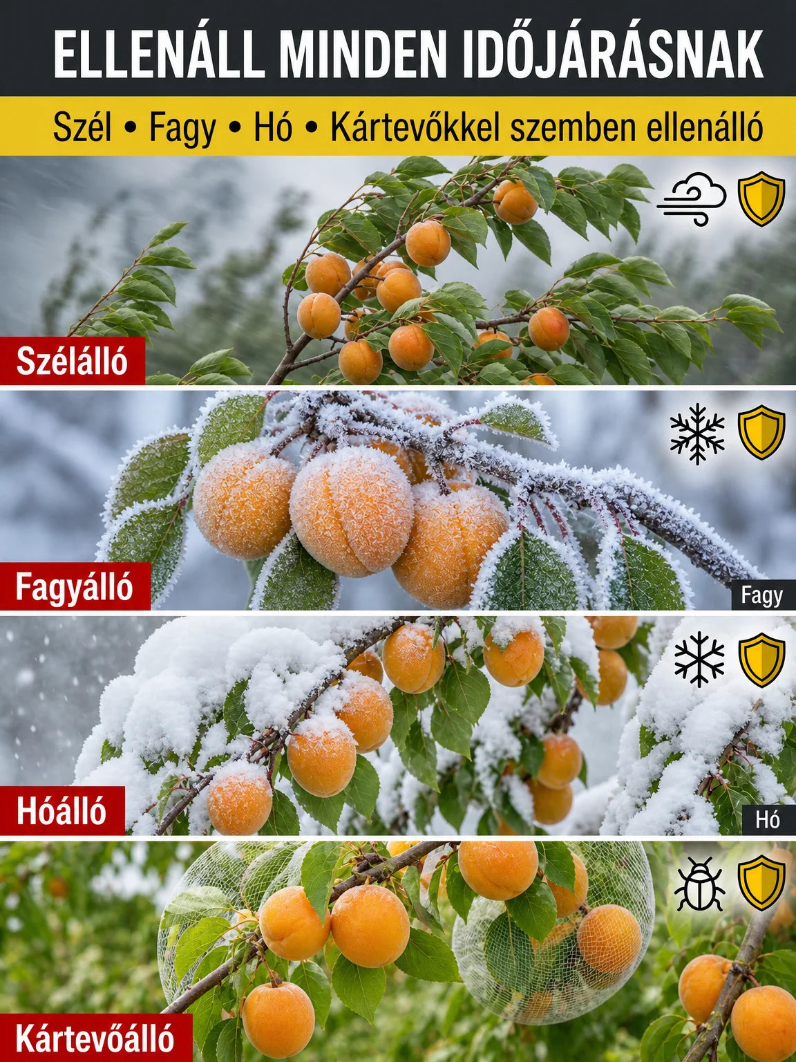 🌳🍑 Sadenica cisárskej marhule, šťavnaté plody, plodenie hneď po vysadení