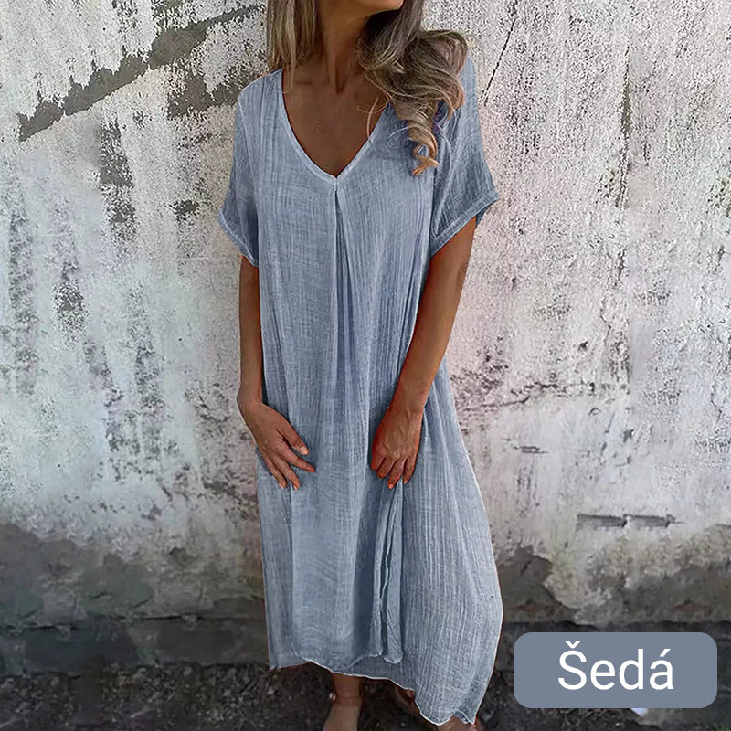 🎁Vysoce kvalitní, pohodlné letní šaty ze 100% lnu🎁