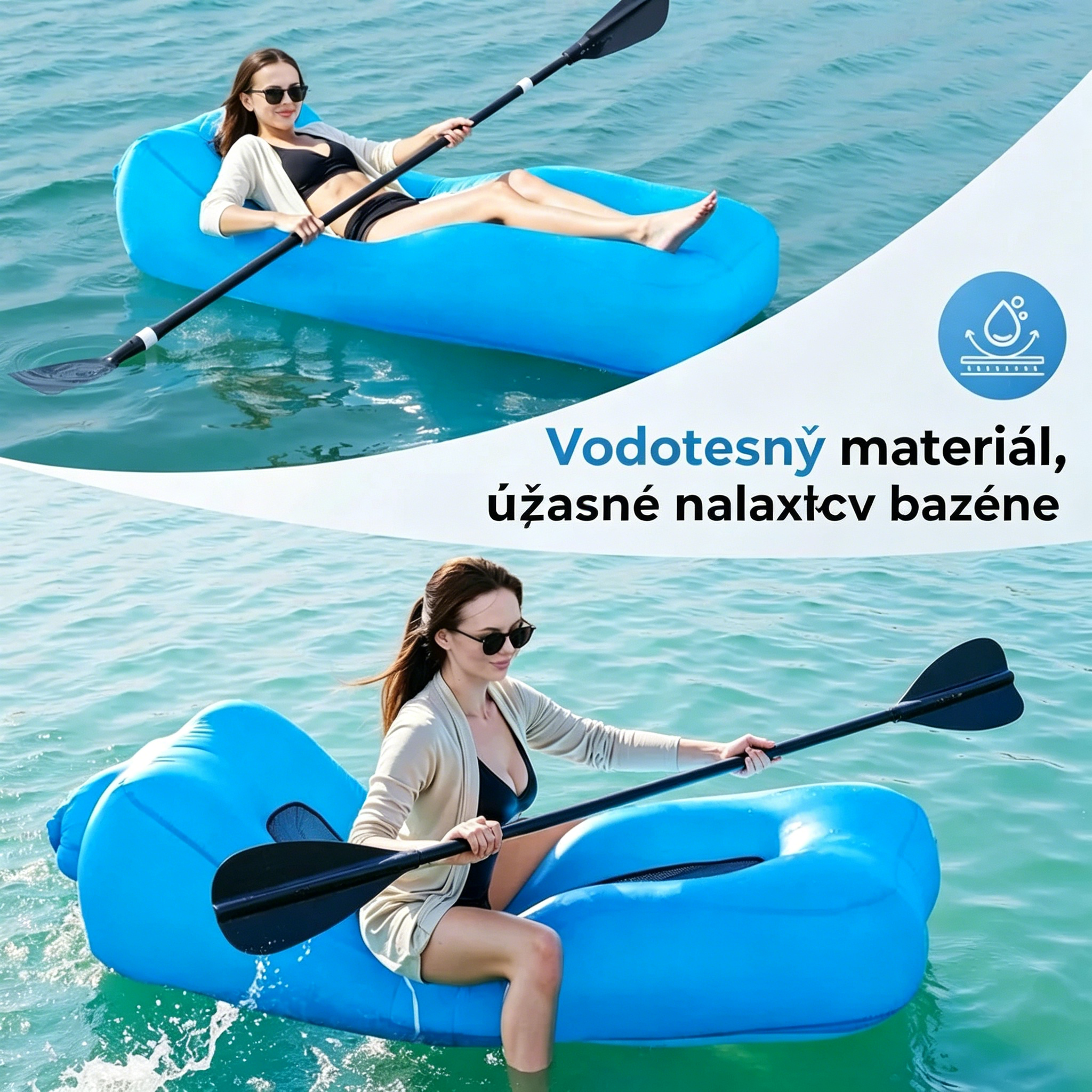 🏖️Zlatá nafukovacia lehátka AeroLounge Go – kompaktná verzia bez pumpy, turistické lehátko na pláž a do záhrady✨