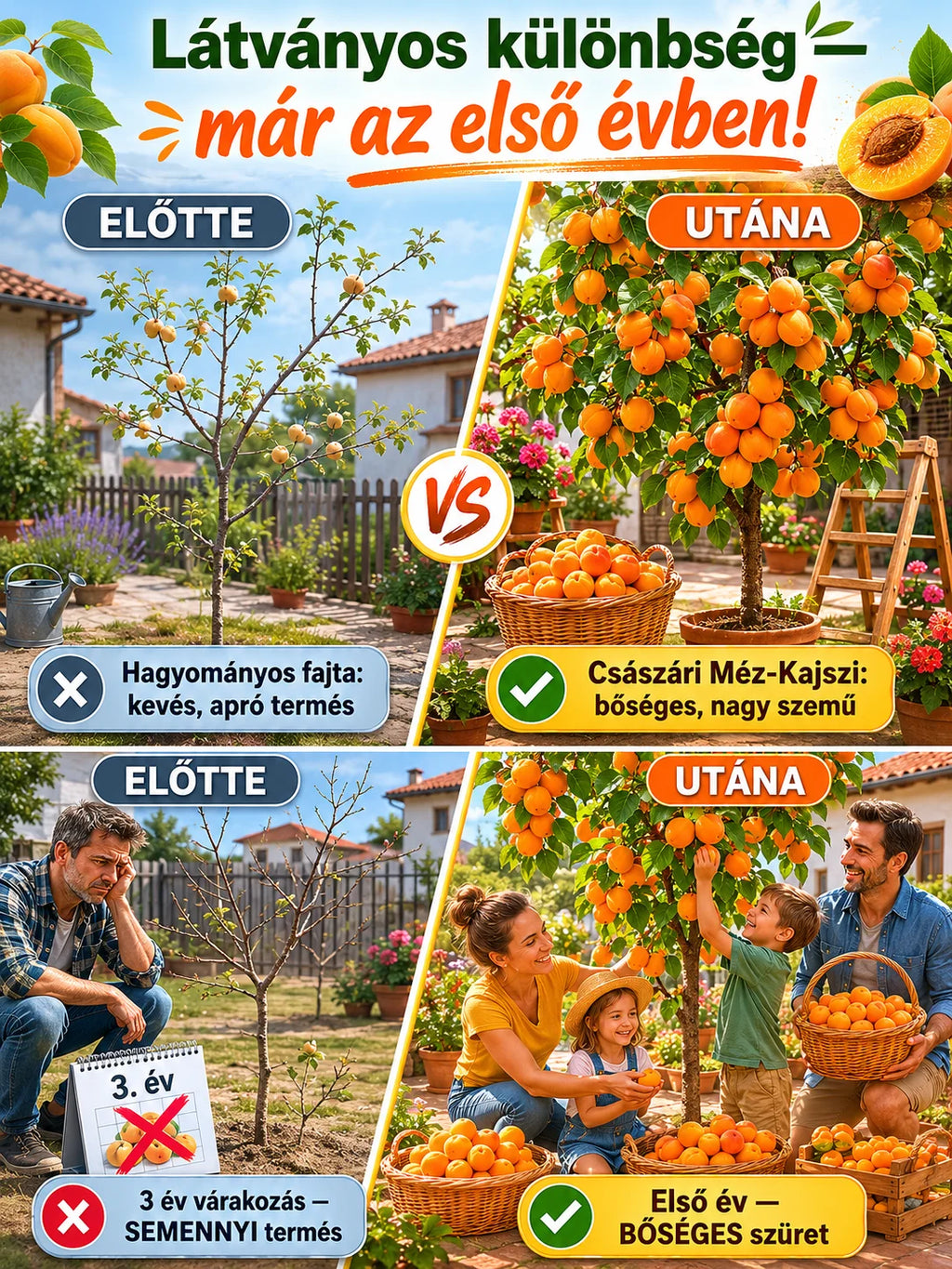 🌳🍑 Sadenica cisárskej marhule, šťavnaté plody, plodenie hneď po vysadení