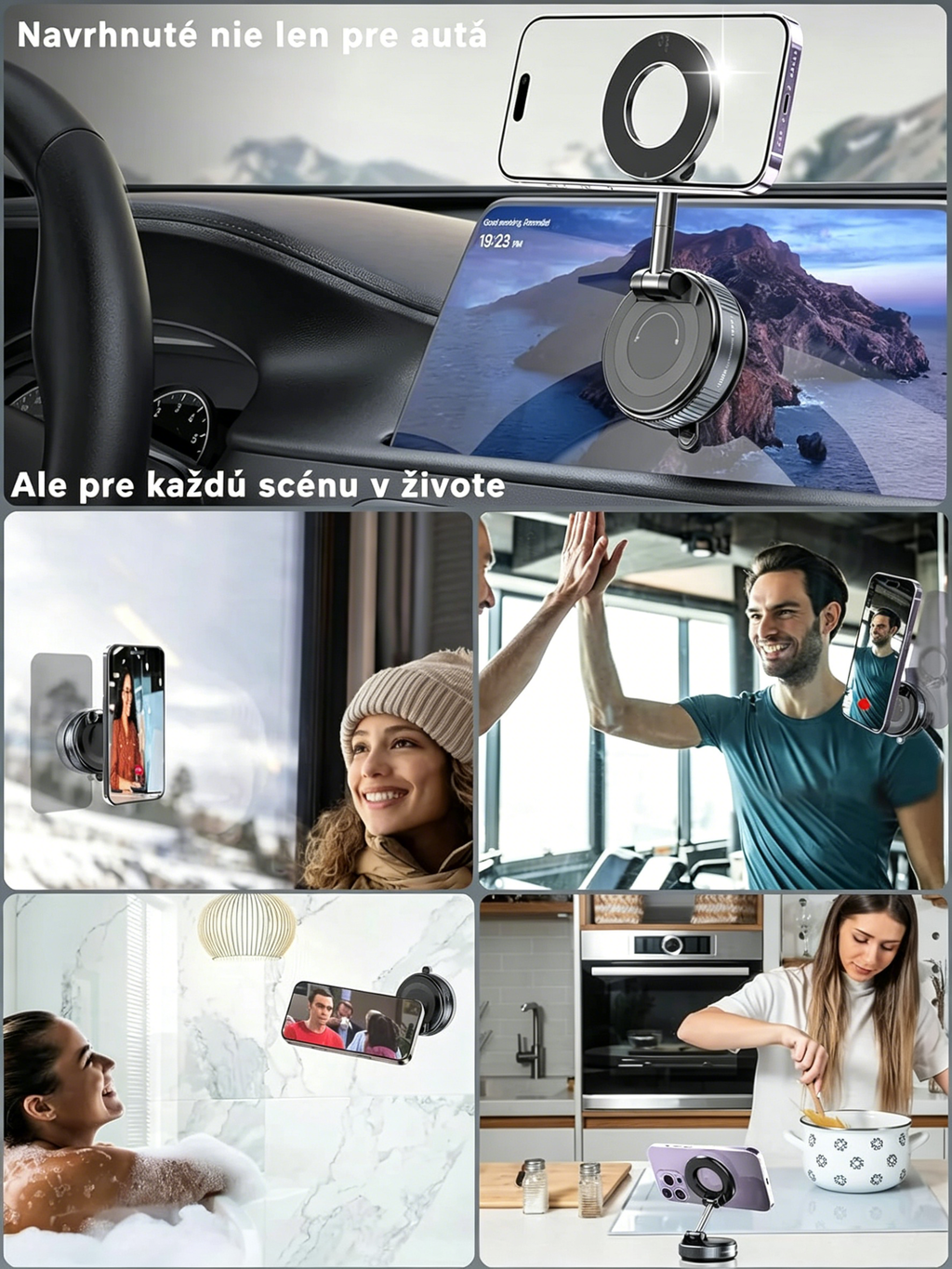 💎【ZLATO】Snanen 360° Magnetický Držiak na Telefón – Ultra Silná Sacia sila & Nastaviteľný pre Všetky Povrchy