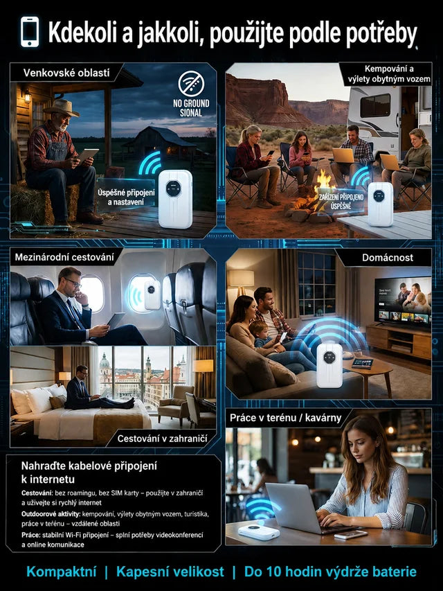🌍📶 Celosvetová prenosná WiFi s doživotne bezplatným neobmedzeným prenosom