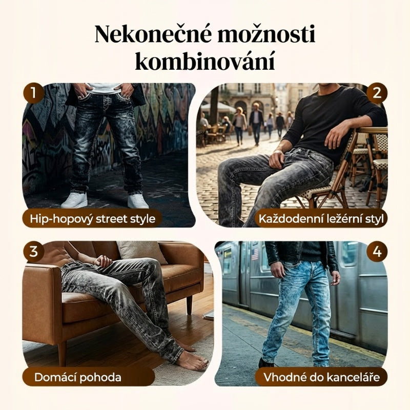 Pánská móda: kreativní, elastické džíny