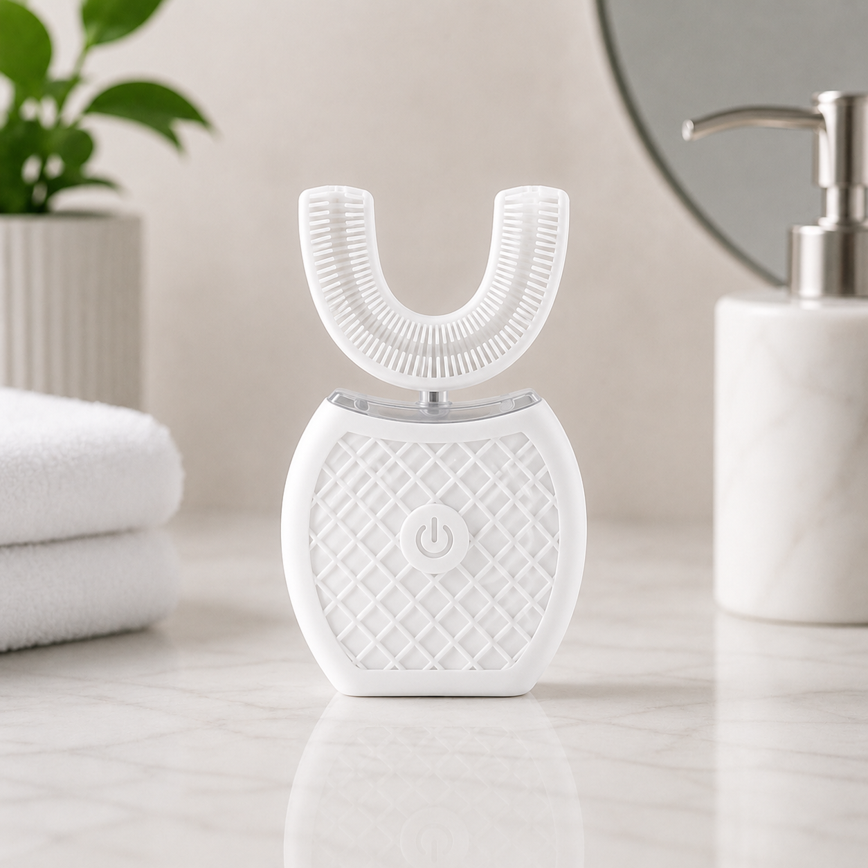 🦷 LumeSmile Sonická zubná kefka v tvare U | Automatické čistenie úst, modré svetlo na bielenie zubov, dobíjacia 🪥