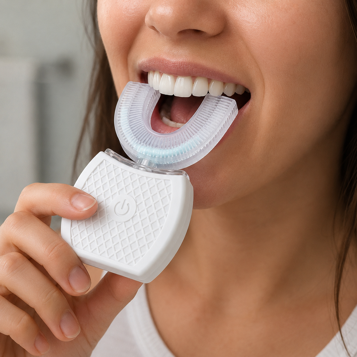 🦷 LumeSmile Sonická zubná kefka v tvare U | Automatické čistenie úst, modré svetlo na bielenie zubov, dobíjacia 🪥