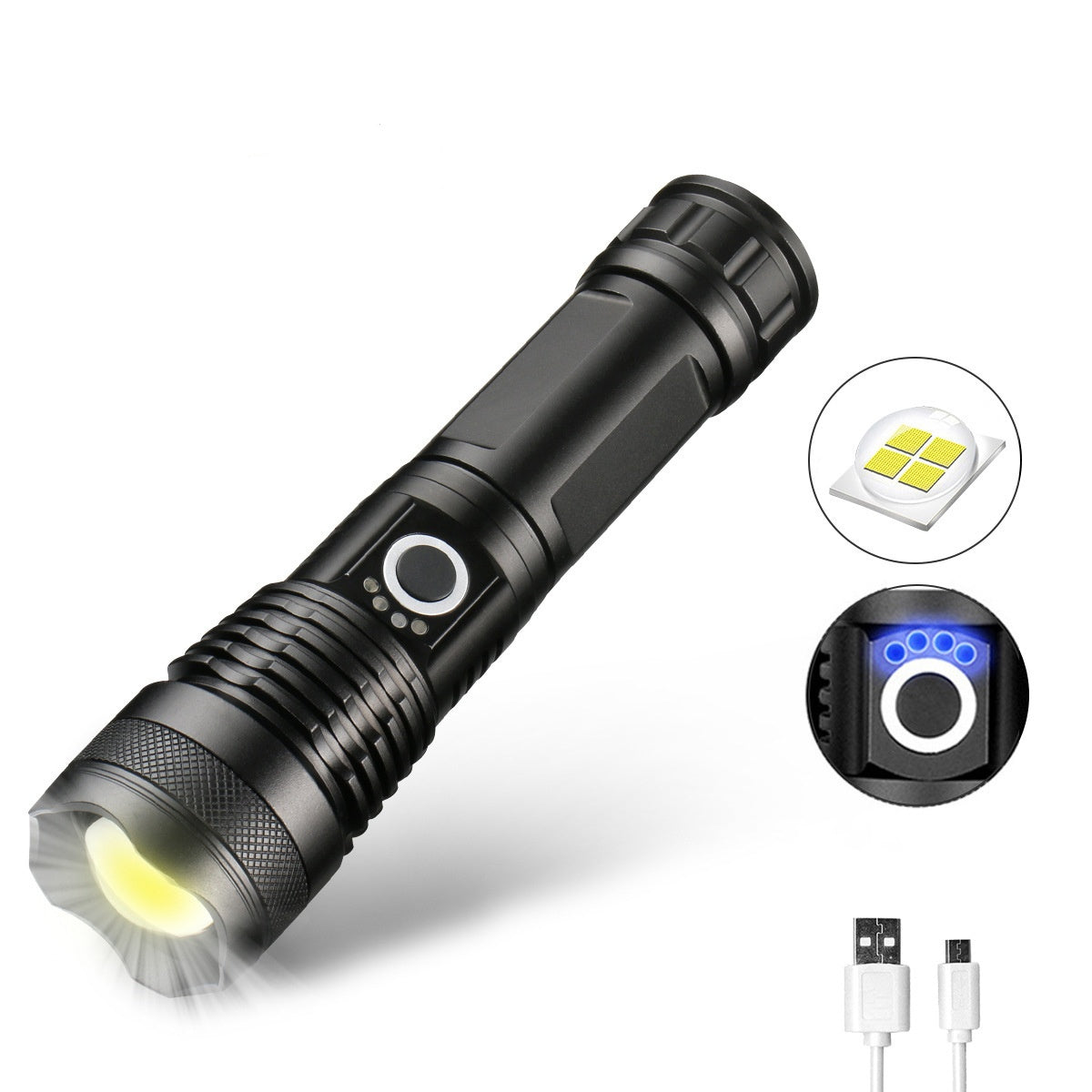 🔦Dobíjecí taktická laserová svítilna LED s vysokým světelným tokem 90000 lumenů