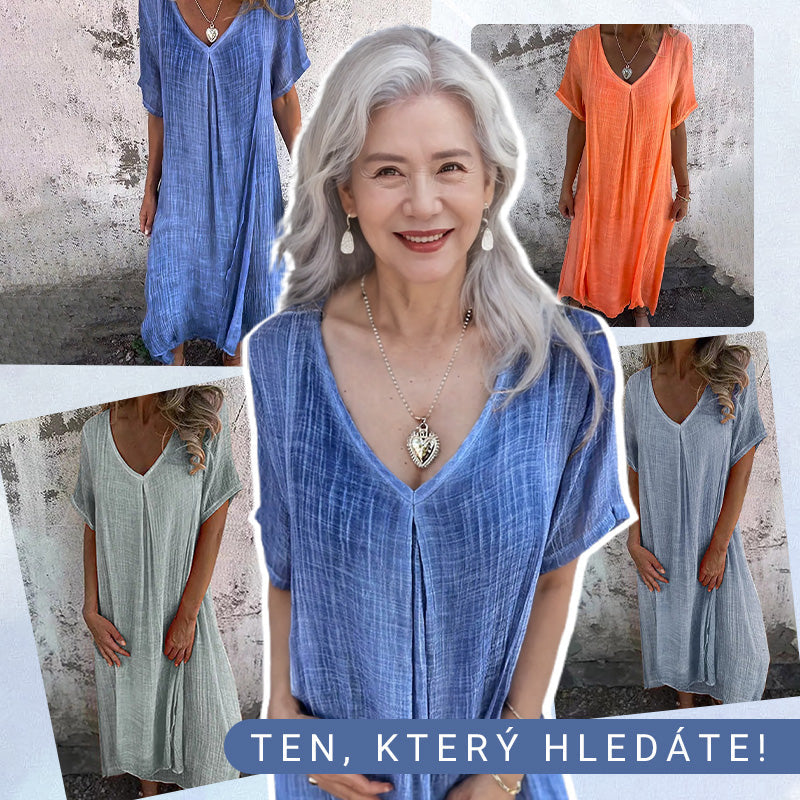 🎁Vysoce kvalitní, pohodlné letní šaty ze 100% lnu🎁
