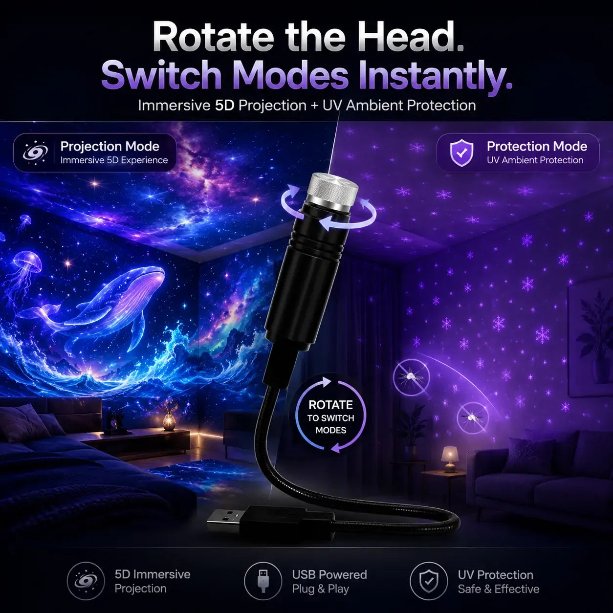 🔥-Nočný svetelný projektor - Smart Holographic Star Projector