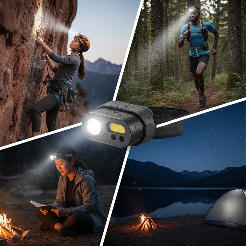 💡 2000 lumenů na volné ruce: multifunkční čelovka s USB-C a snímačem pohybu 🏕️