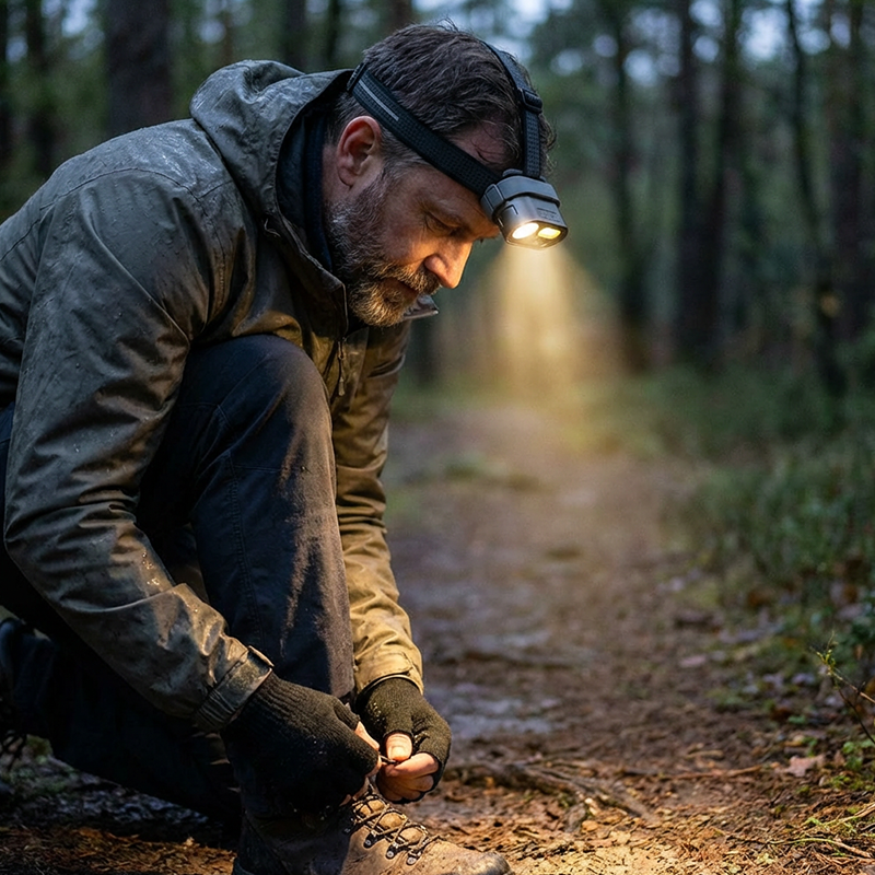 💡 2000 lumenů na volné ruce: multifunkční čelovka s USB-C a snímačem pohybu 🏕️