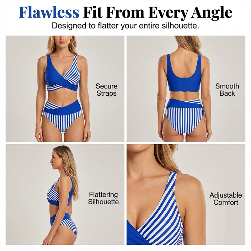 👙 Dvojdielne plavky s farebnými blokmi, veľkosti S–3XL: Štýlové a tvarujúce dvojdielne plavky 🌊
