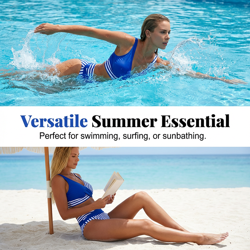 👙 Dvojdielne plavky s farebnými blokmi, veľkosti S–3XL: Štýlové a tvarujúce dvojdielne plavky 🌊