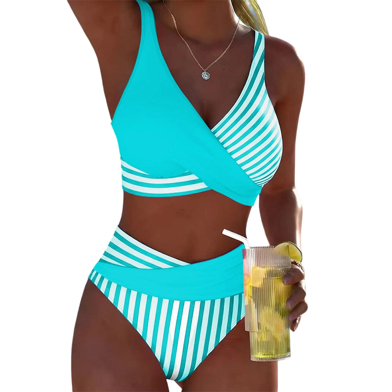 👙 Dvojdielne plavky s farebnými blokmi, veľkosti S–3XL: Štýlové a tvarujúce dvojdielne plavky 🌊