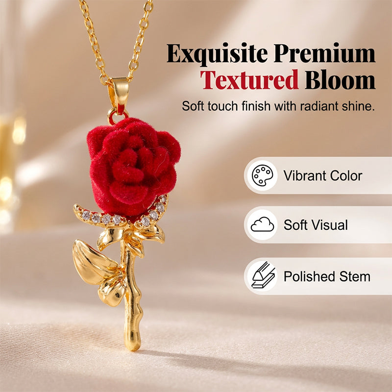 🌹 Elegantní náhrdelník s přívěskem v podobě červené růže