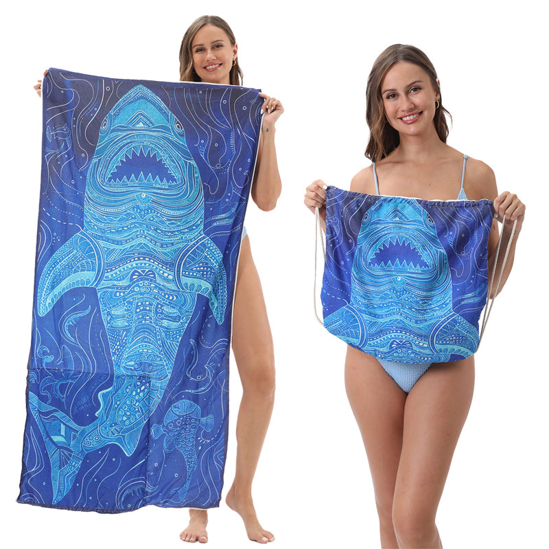 2-in-1 Printed Beach Towel Backpack