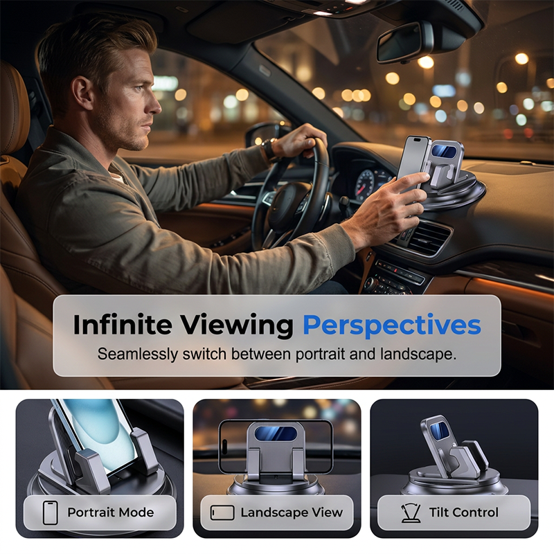 🚗 NYNÍ S 50% SLEVOU!📱 Otočný držák na palubní desku – nastavitelný v rozsahu 360° a protiskluzový – držák na telefon pro volné ruce 🛡️