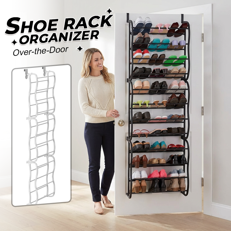 🚪✨Organizér na boty přes dveře – 24 kapes a instalace bez nářadí – Pasuje na standardní dveře, pojme až 24 párů – ideální do předsíně nebo skříně